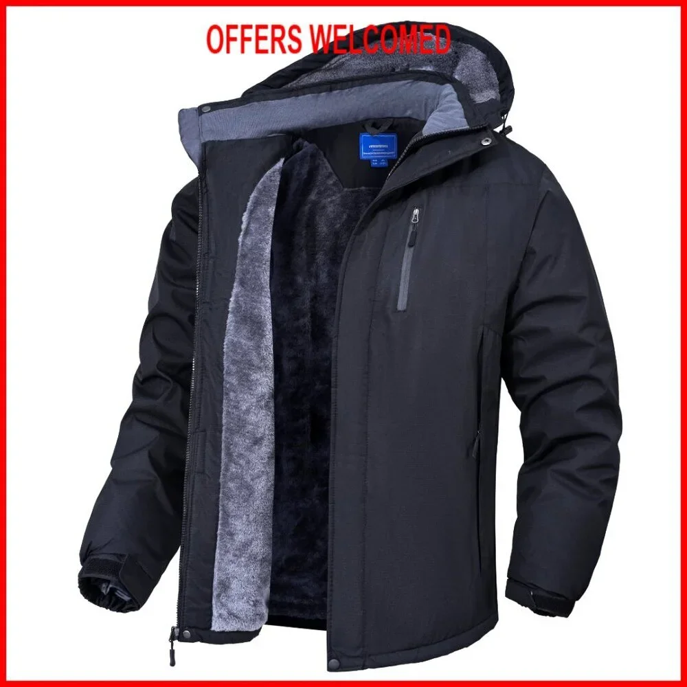 Men's Winter Ski Snow Jacket Waterproof Windproof Polyester Fleece Lined